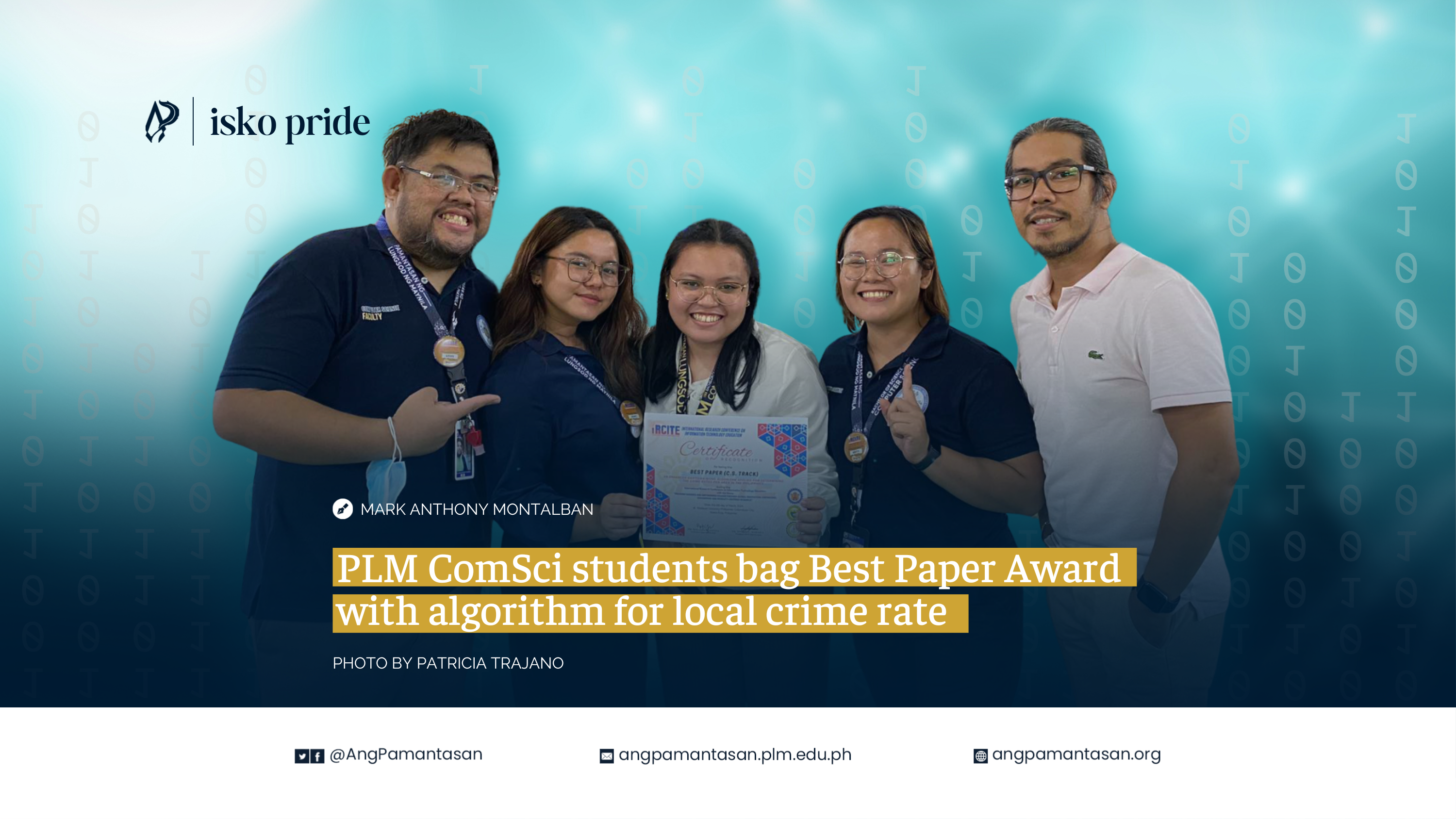 PLM ComSci Best Paper Award cover
