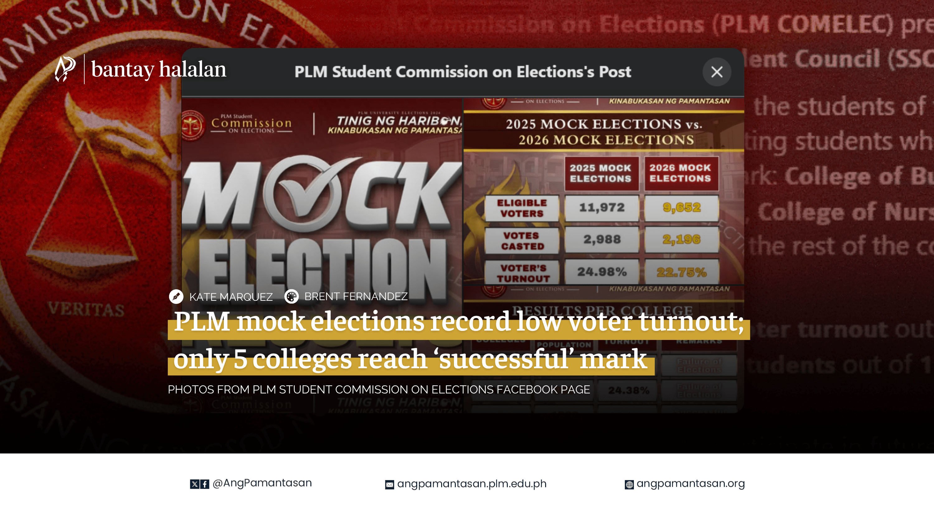 M170 041326 - BANTAY HALALAN 2026 PLM mock elections record low voter turnout; only 5 colleges reach ‘successful’ mark