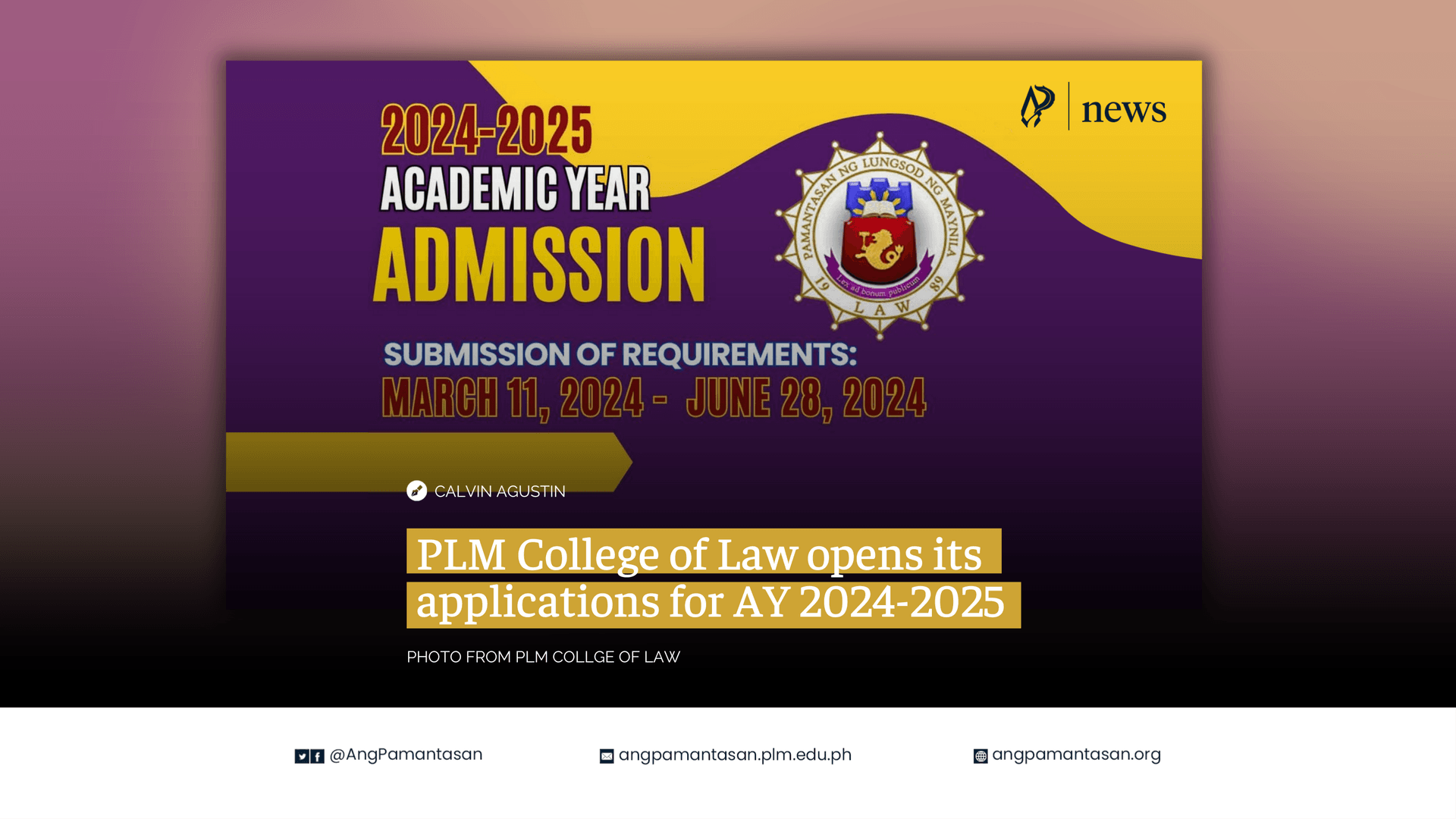 PLM College of Law opens its applications for AY 2024-2025